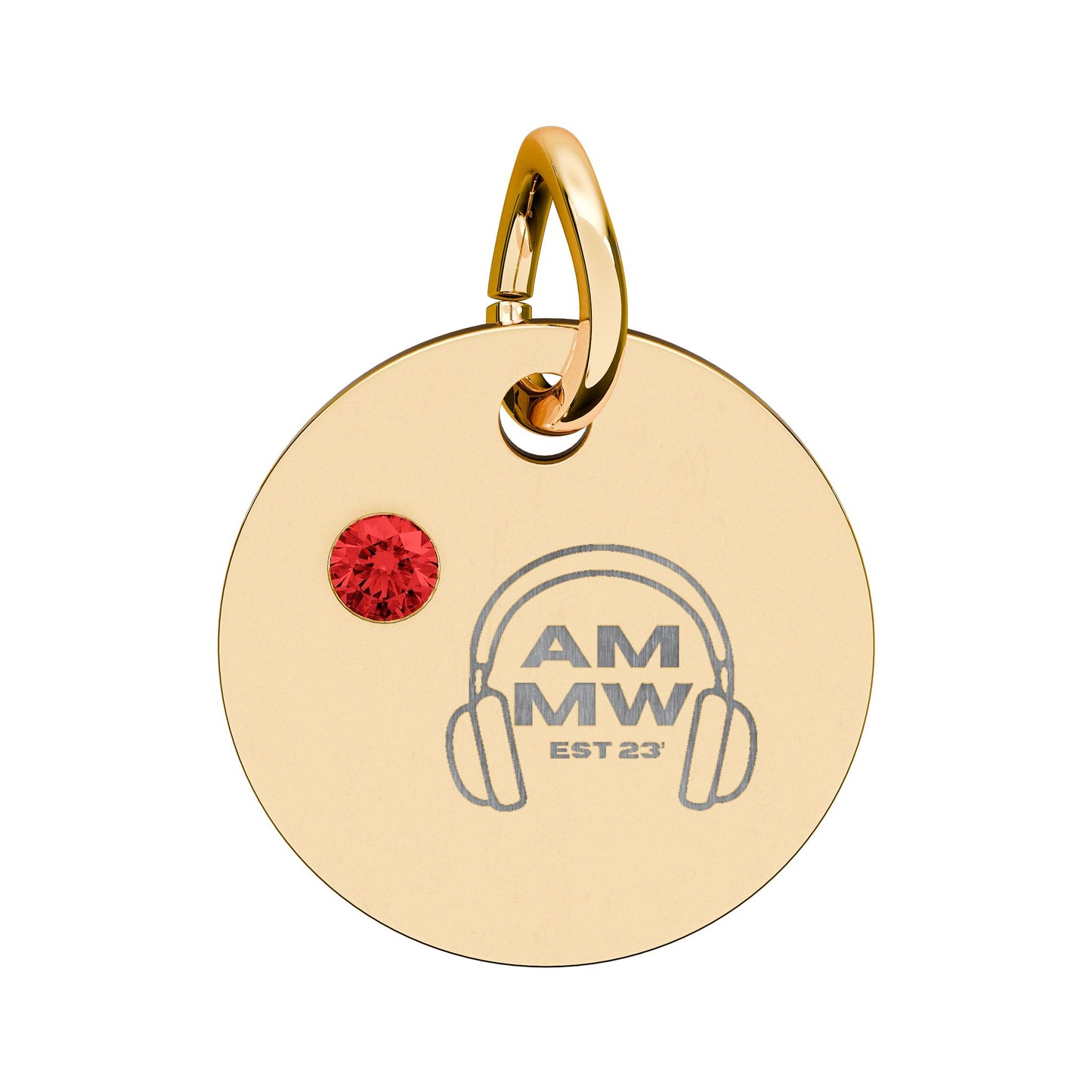 MW - Birthstone Circle Charm (Engraving)