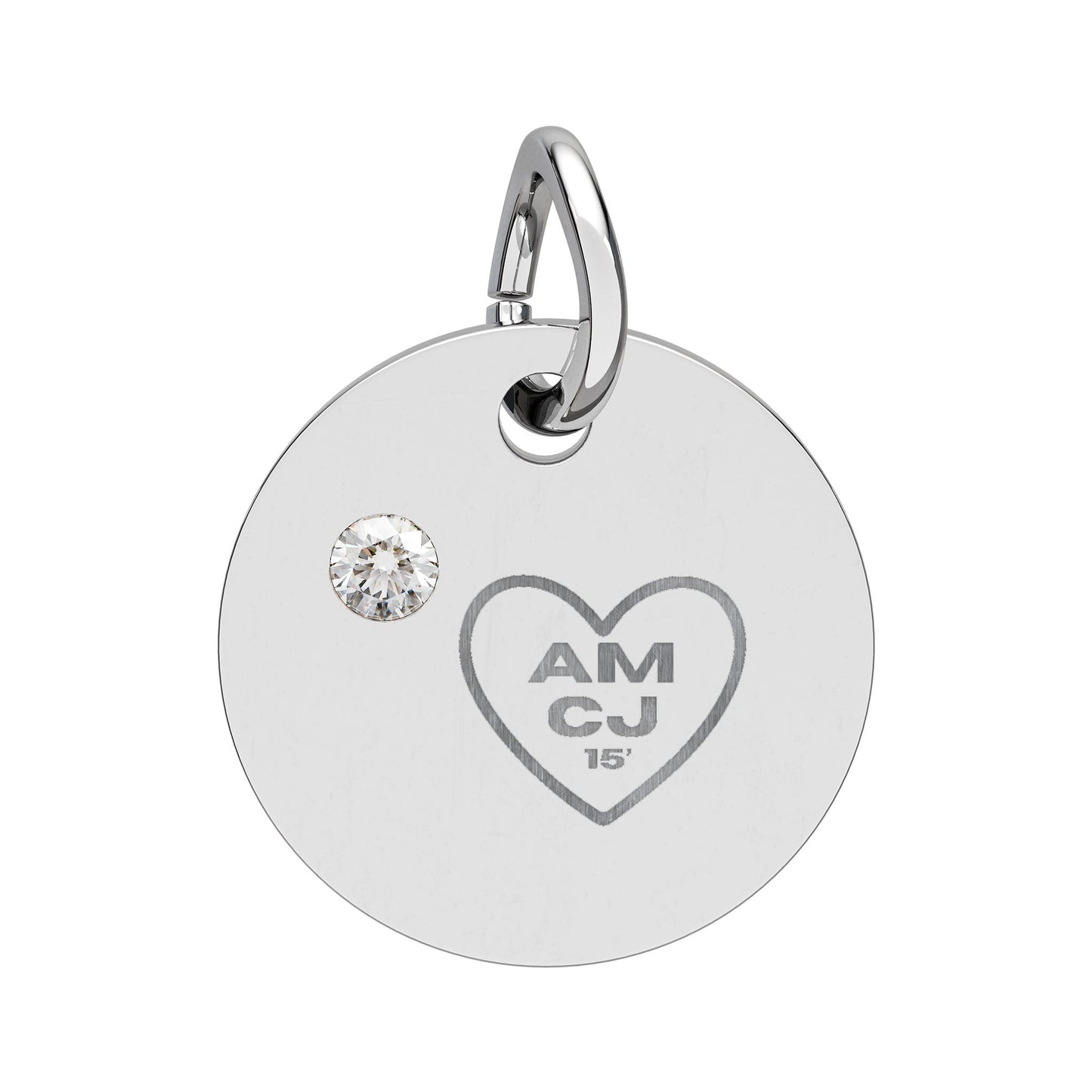 CJ - Birthstone Circle Charm (Engraving)