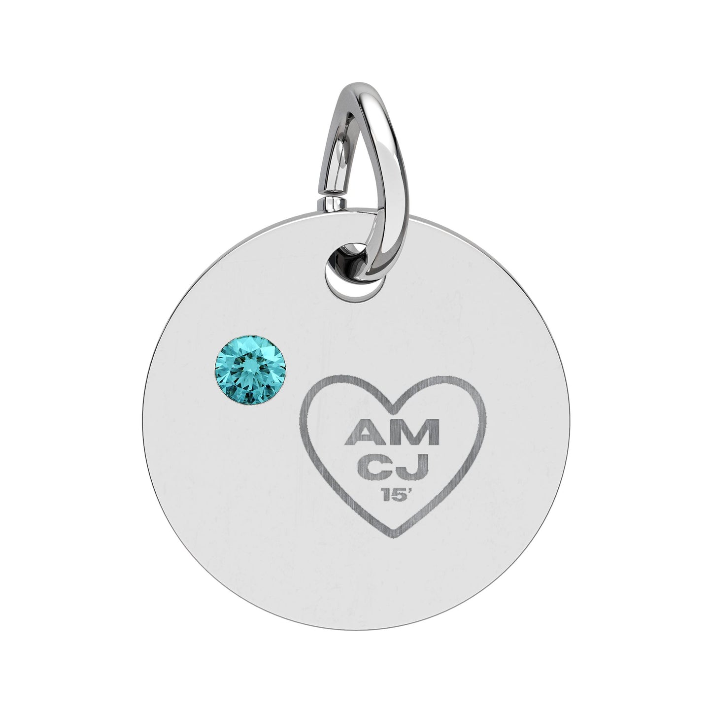CJ - Birthstone Circle Charm (Engraving)