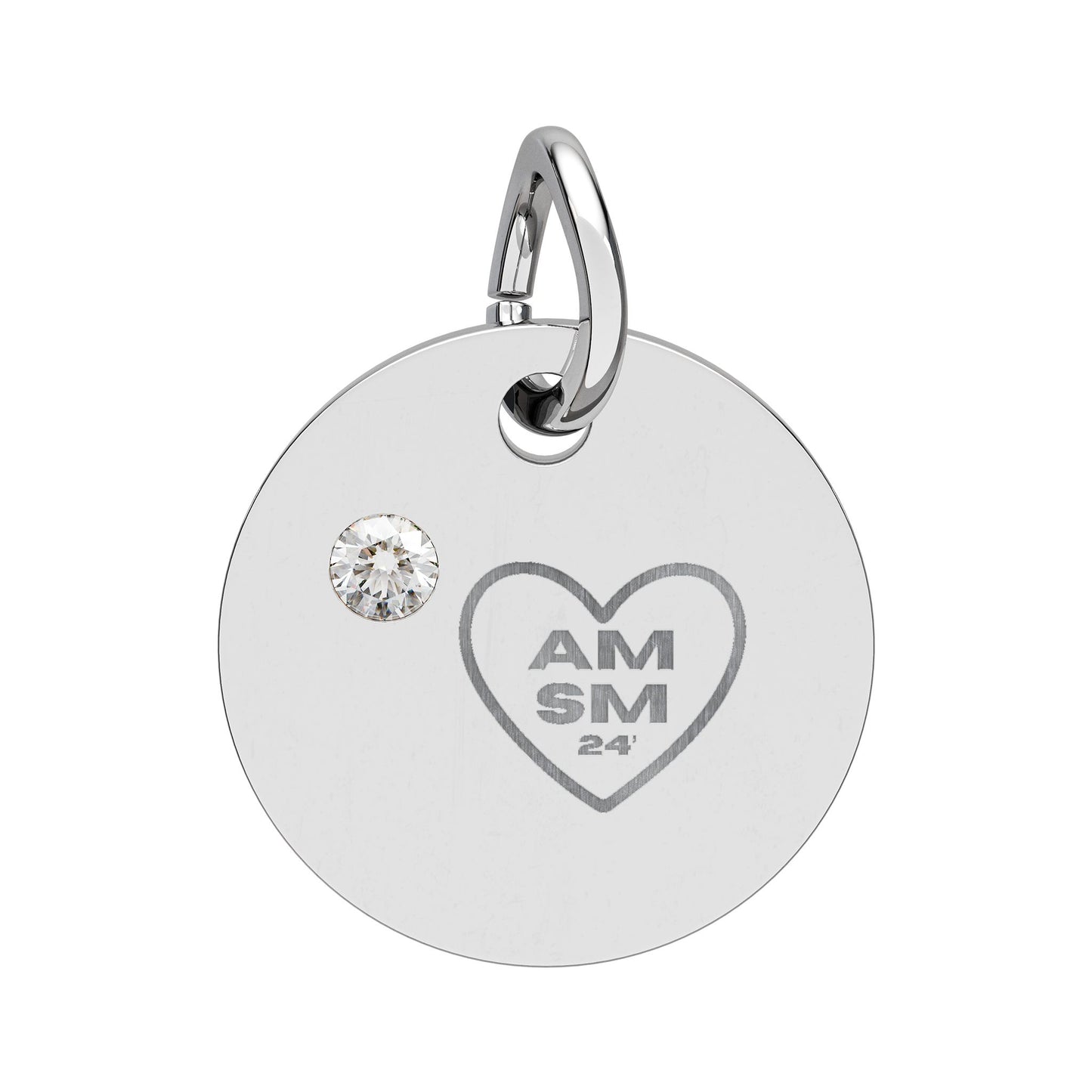 SM - Birthstone Circle Charm (Engraving)