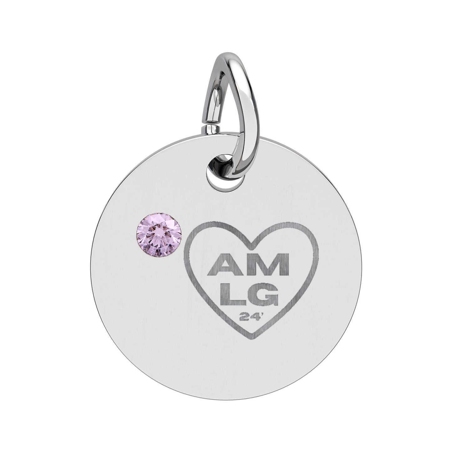 LG - Birthstone Circle Charm (Engraving)