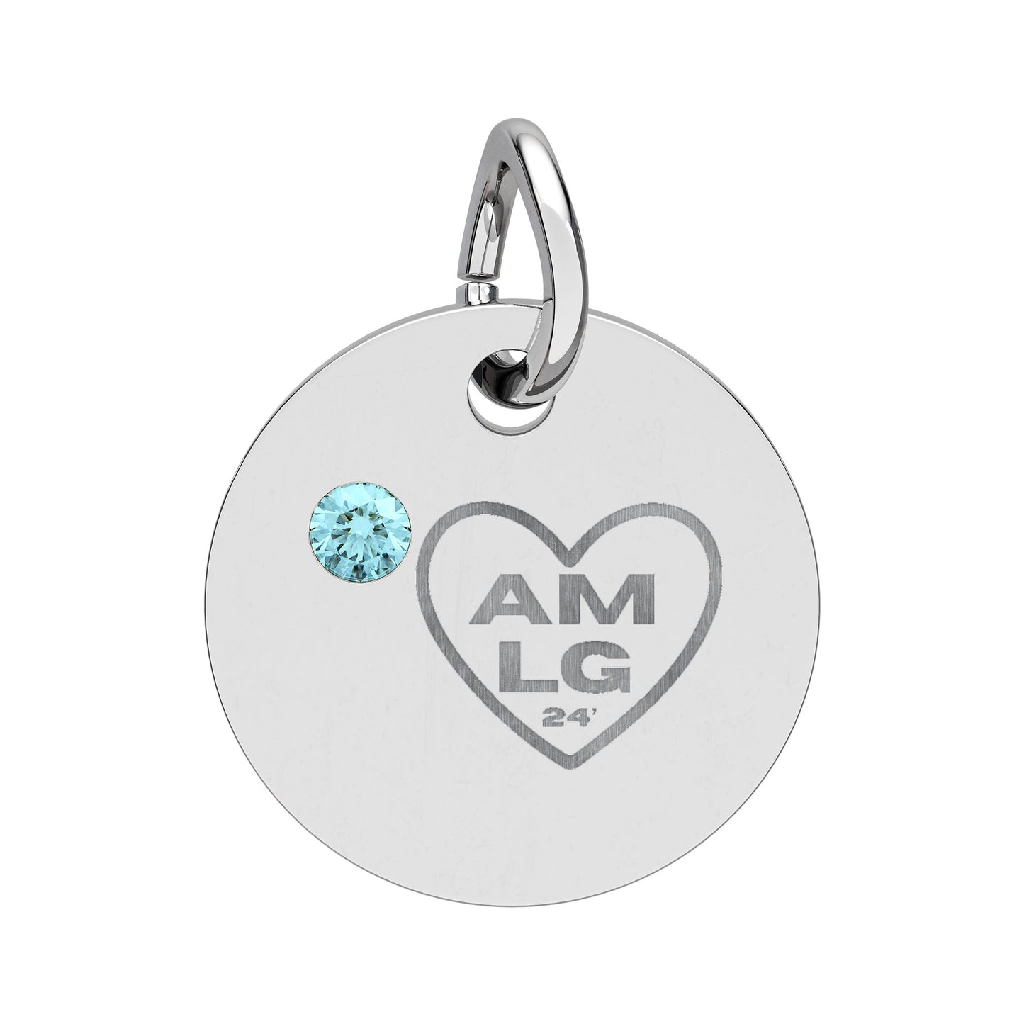 LG - Birthstone Circle Charm (Engraving)