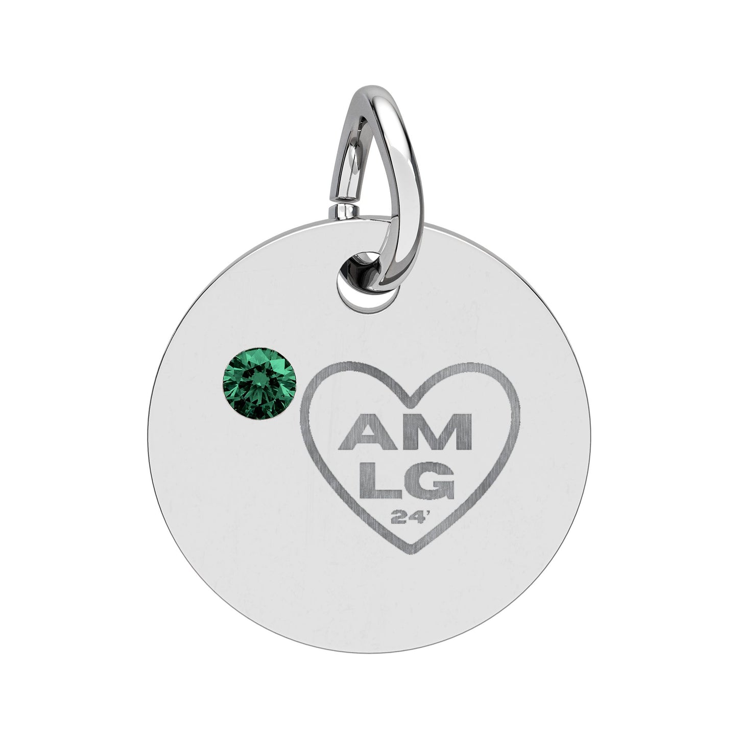 LG - Birthstone Circle Charm (Engraving)