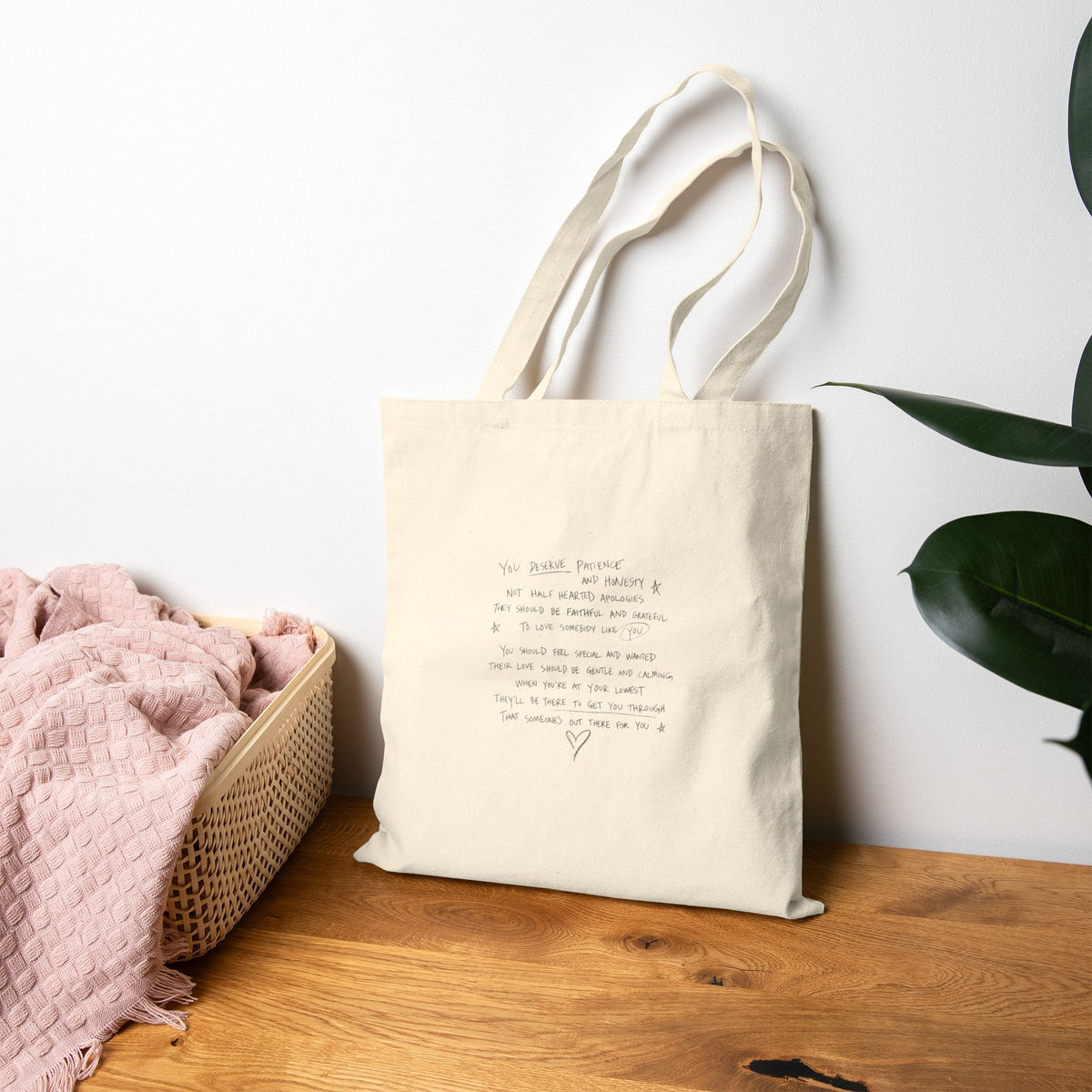 YOU DESERVE 🖤 - Cotton Canvas Tote Bag