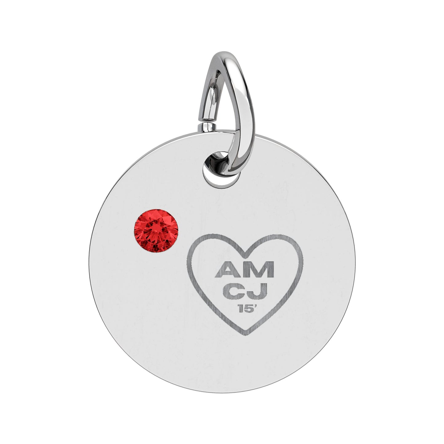 CJ - Birthstone Circle Charm (Engraving)