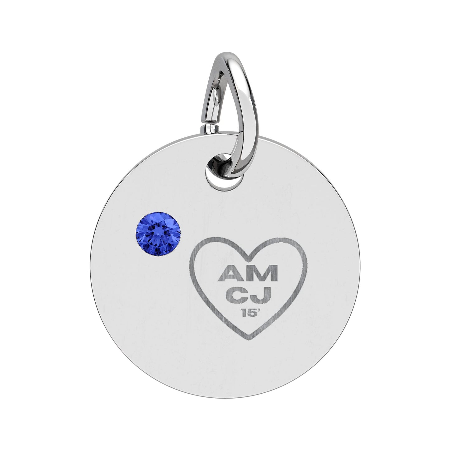 CJ - Birthstone Circle Charm (Engraving)
