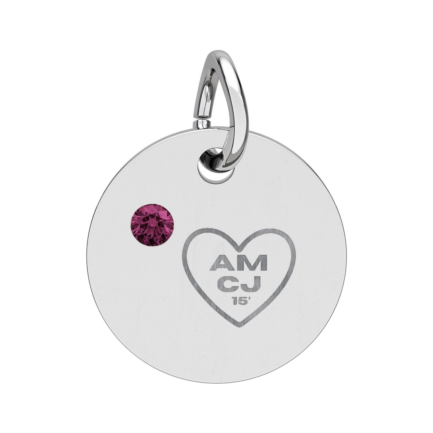 CJ - Birthstone Circle Charm (Engraving)