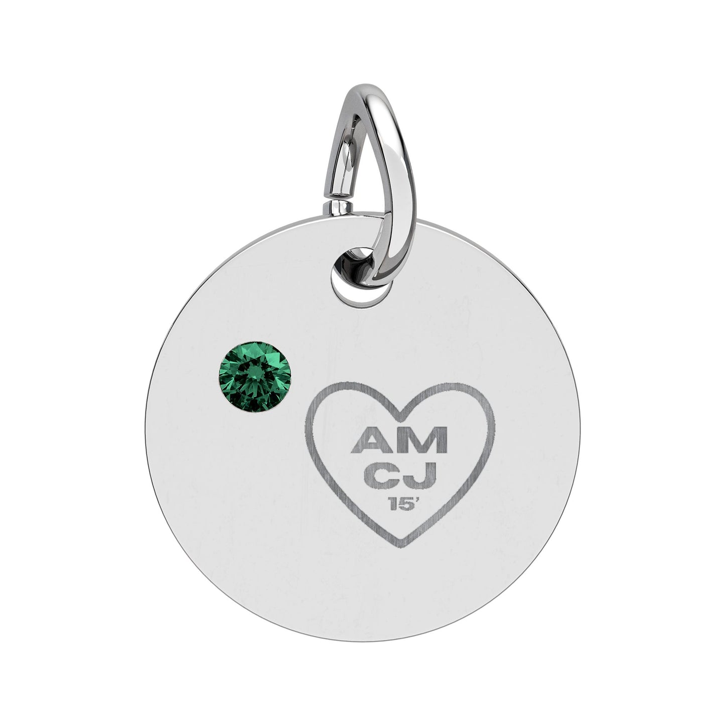 CJ - Birthstone Circle Charm (Engraving)