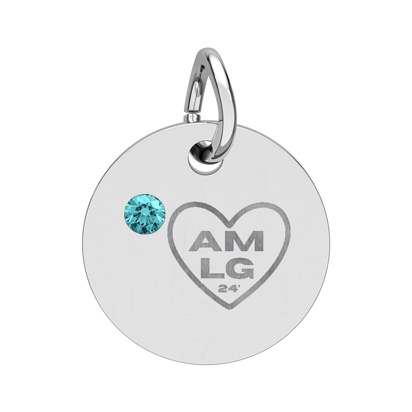 LG - Birthstone Circle Charm (Engraving)