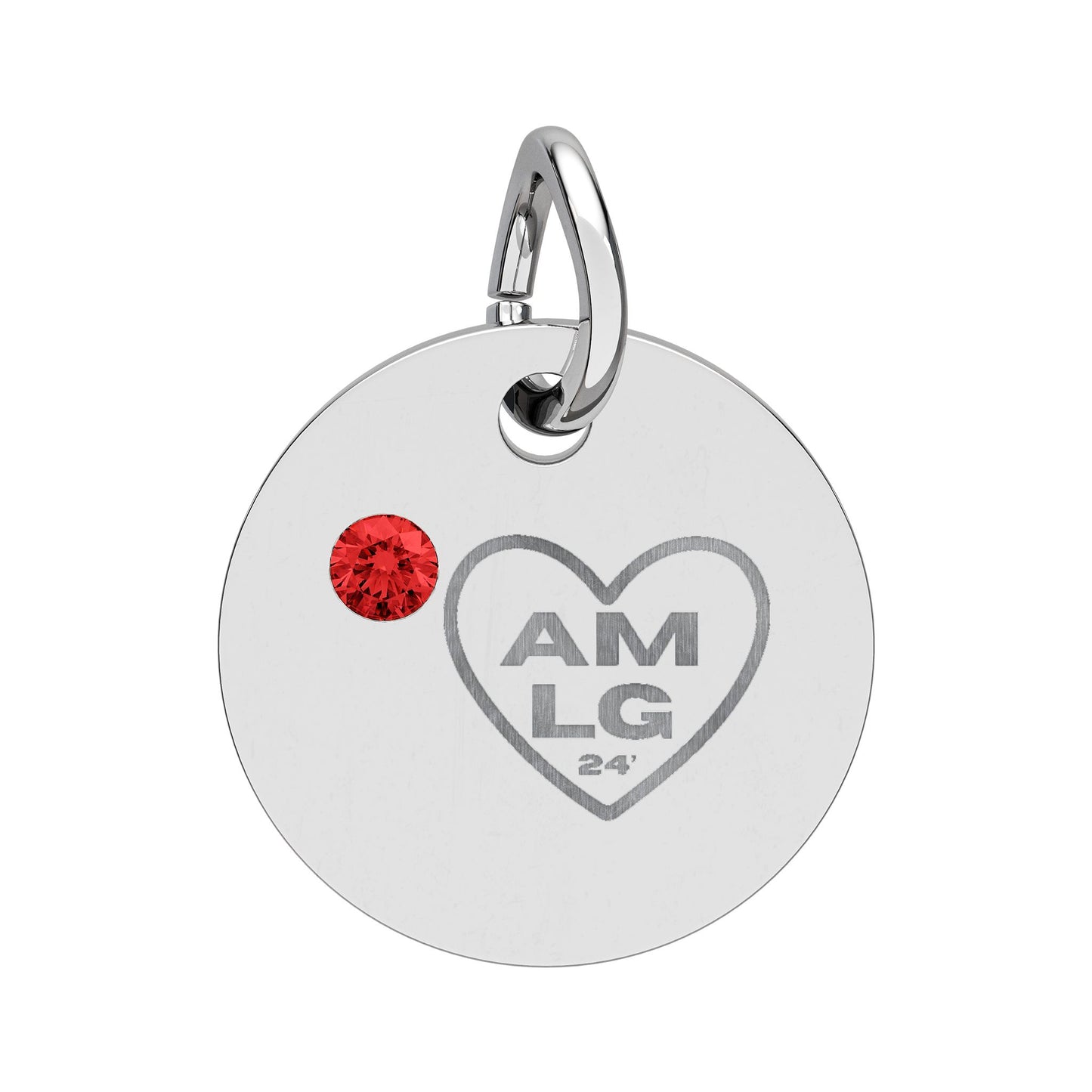 LG - Birthstone Circle Charm (Engraving)