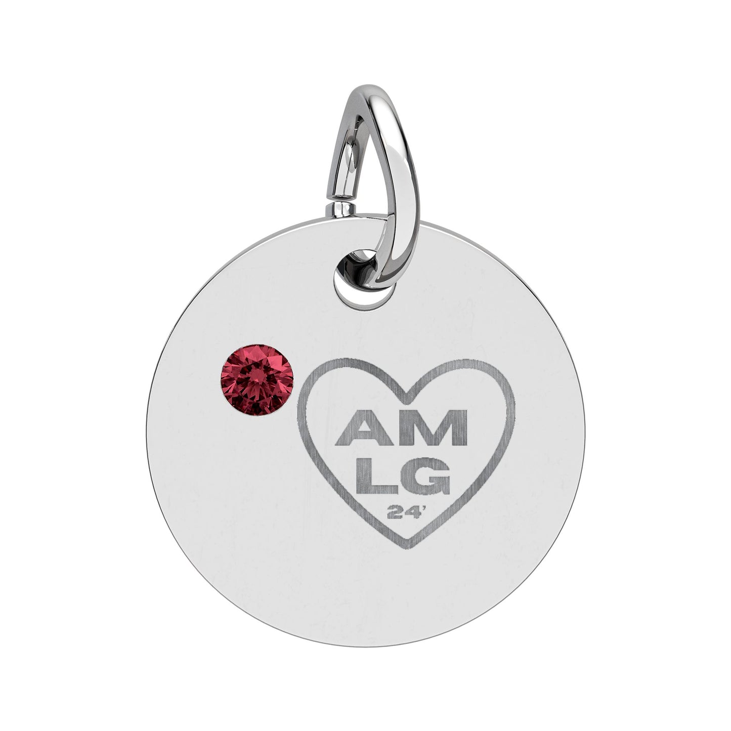 LG - Birthstone Circle Charm (Engraving)