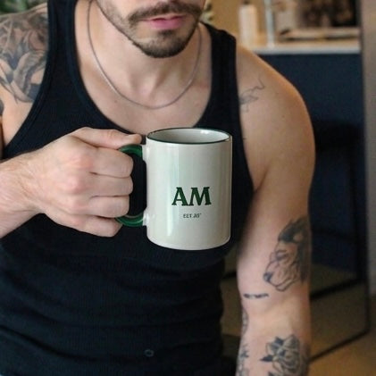 AM EST 26’ - Forrest Green - Accent Rim & Handle Mug (11oz, 15oz)