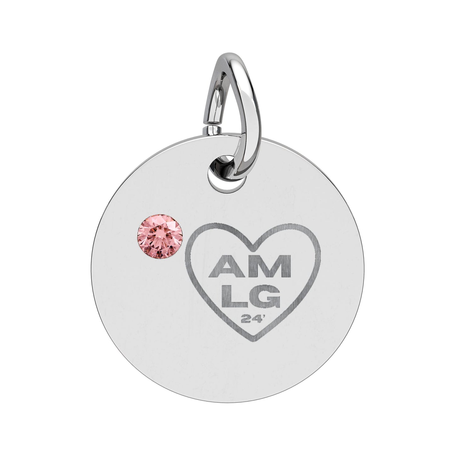 LG - Birthstone Circle Charm (Engraving)