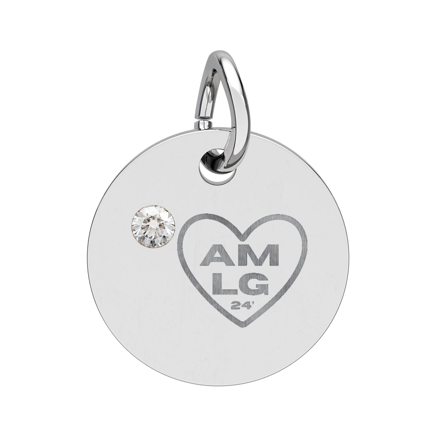LG - Birthstone Circle Charm (Engraving)
