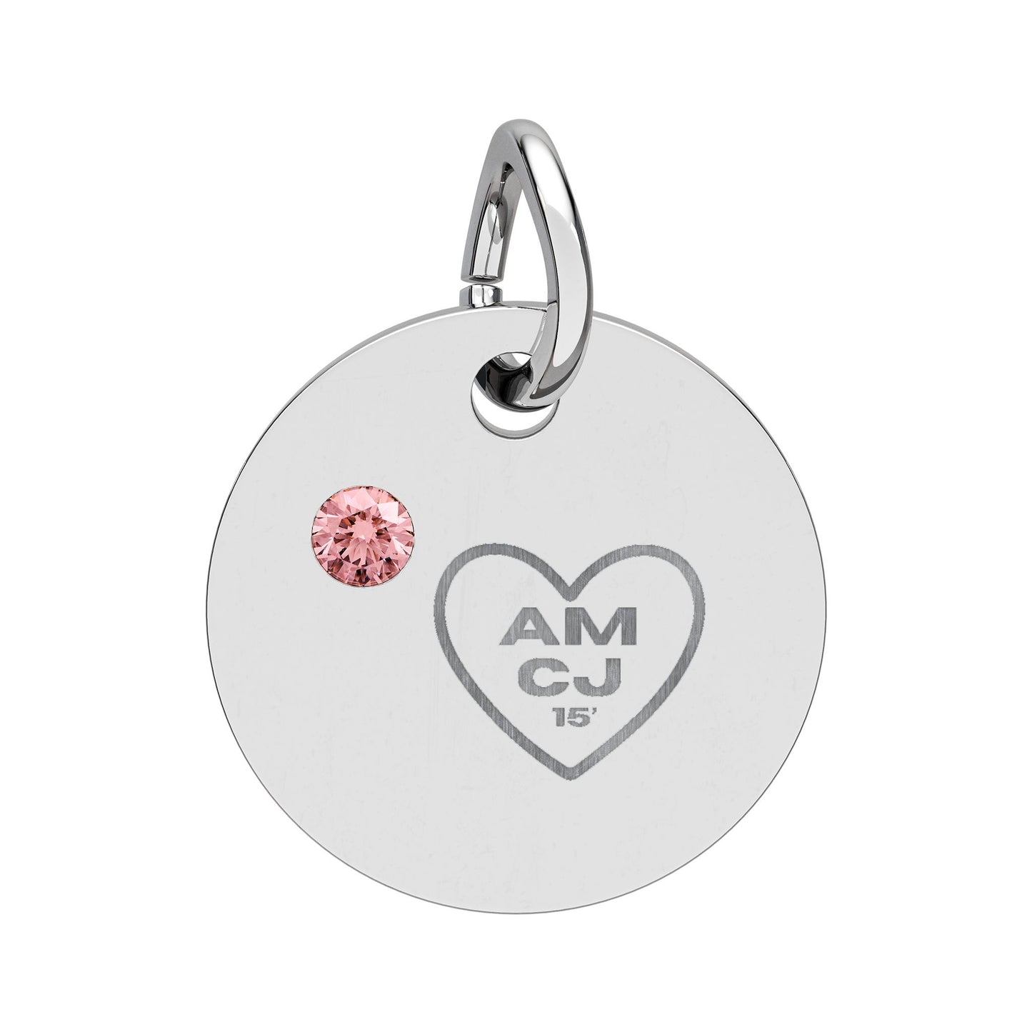 CJ - Birthstone Circle Charm (Engraving)
