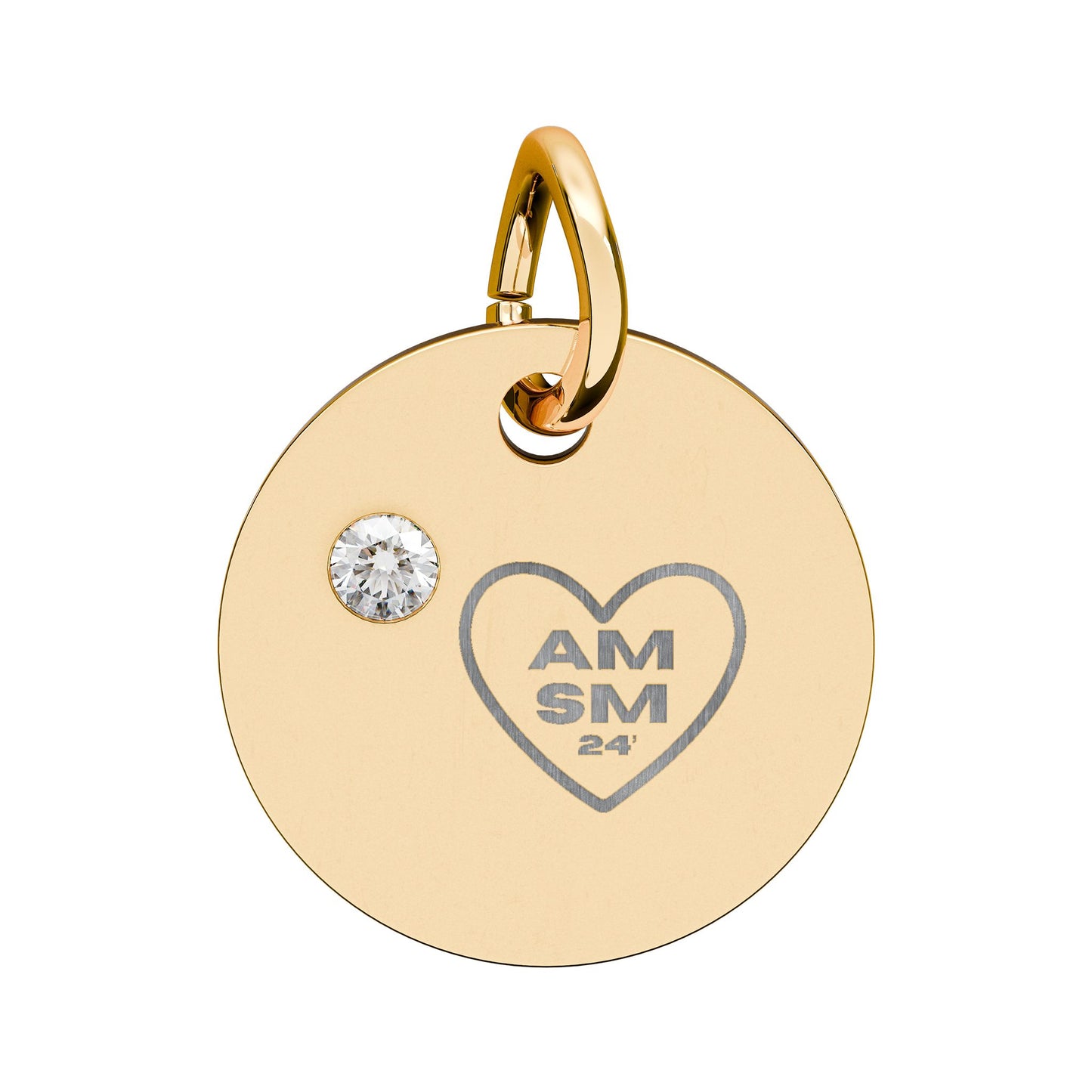 SM - Birthstone Circle Charm (Engraving)