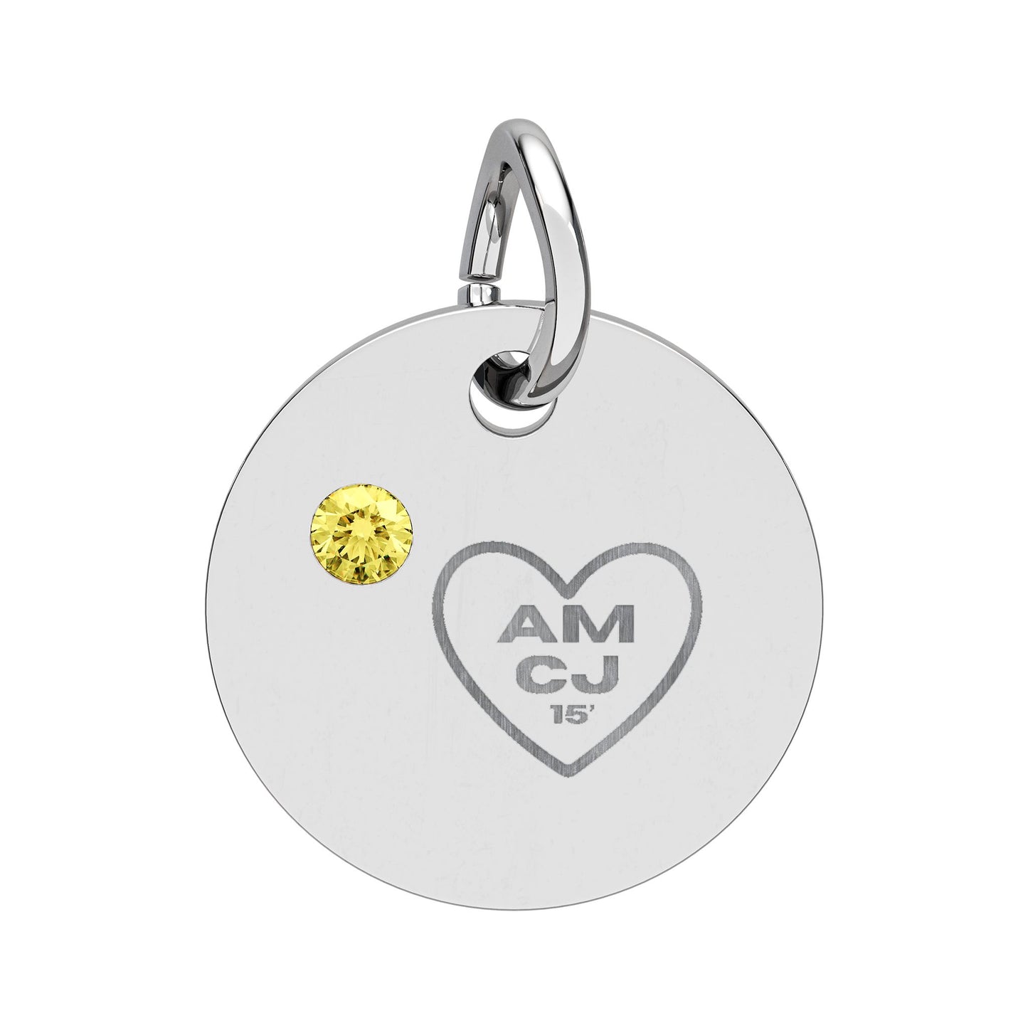 CJ - Birthstone Circle Charm (Engraving)