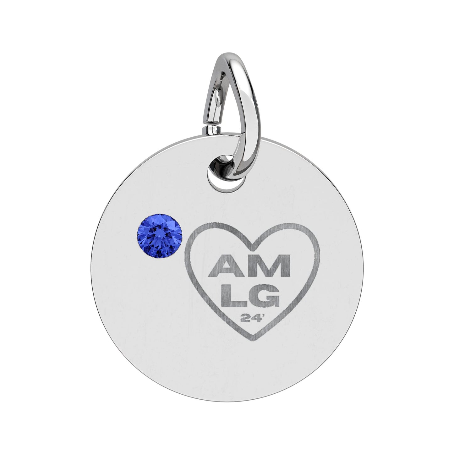 LG - Birthstone Circle Charm (Engraving)