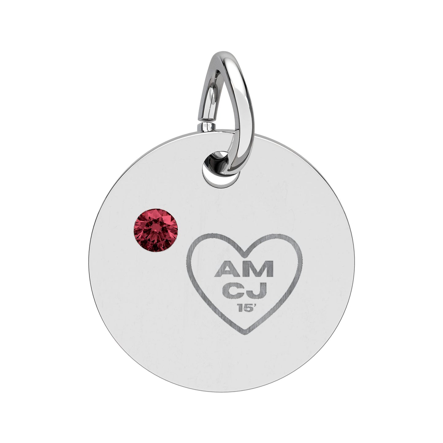 CJ - Birthstone Circle Charm (Engraving)