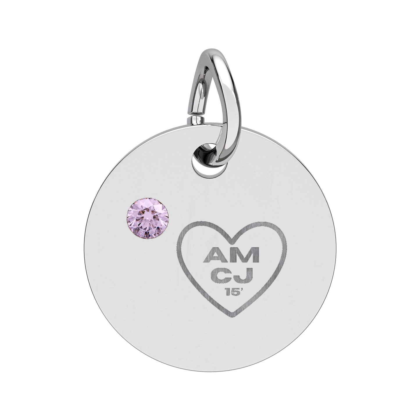 CJ - Birthstone Circle Charm (Engraving)