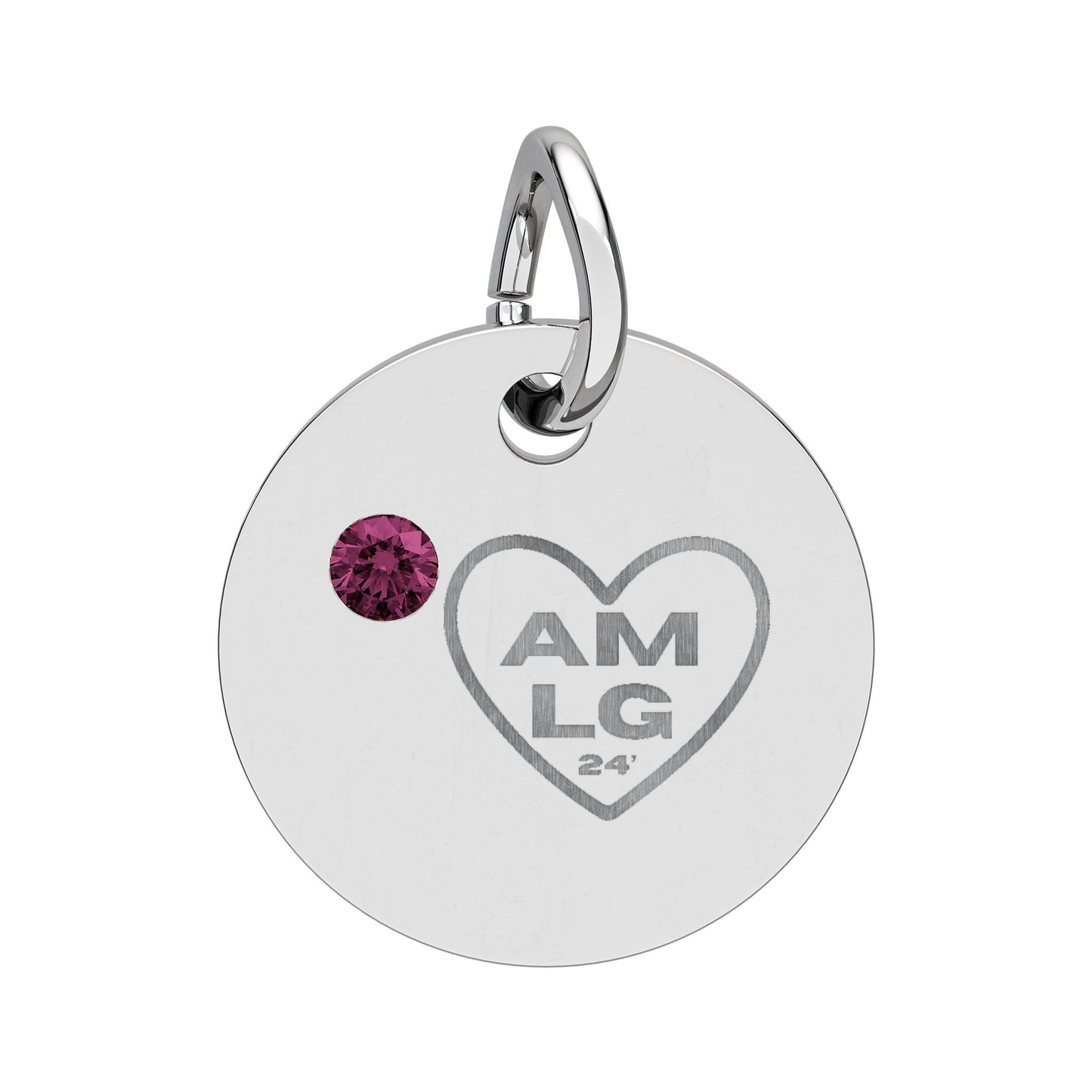 LG - Birthstone Circle Charm (Engraving)