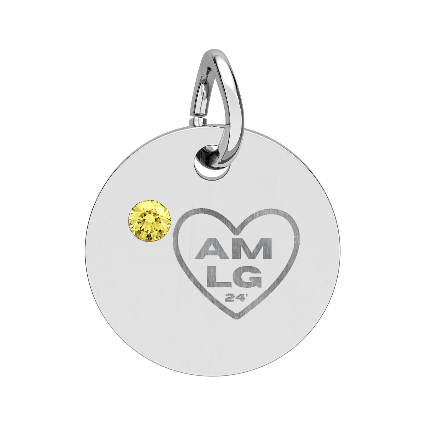 LG - Birthstone Circle Charm (Engraving)