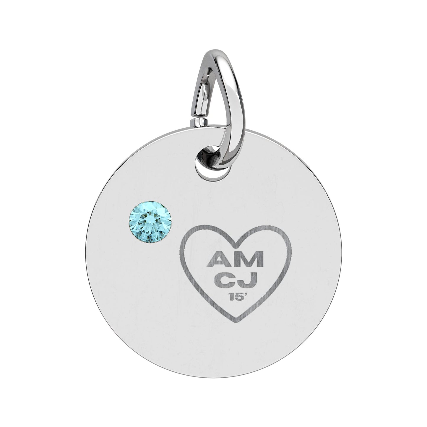 CJ - Birthstone Circle Charm (Engraving)
